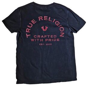 True Religion Cotton Navy Short Sleeve  Front Pocket T-Shirt Sz Sm